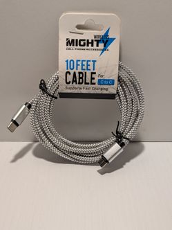 Silver Braided 10 Ft USB C to C Cable