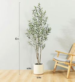 New in box Lifelike Artificial Olive Tree in White Planter – Elegant Indoor Decor, staging or gift