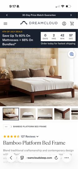 Open Box - New - Bamboo Platform Bed Frame