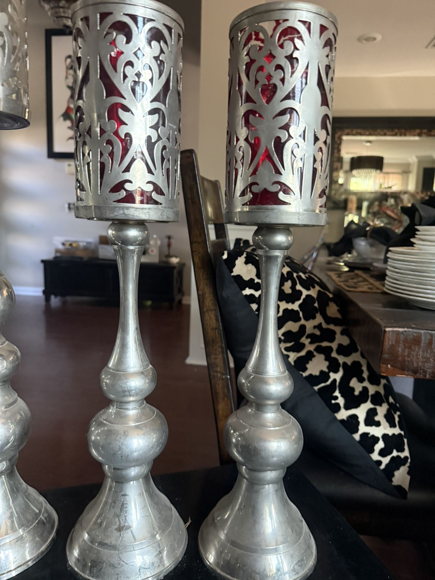 Bombay Candle Holders. Ted Glass On Inside.