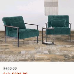 2 jade green accent chairs