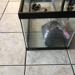 20 Gallon Fish Tank Aquarium With Gravel Power Filter And Light