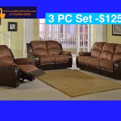 💥FREE DELIVERY💥Brand New 3PC Reclining Sofa Loveseat Chair Set 