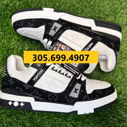 Louis Vuitton LV Trainers Black Grey White Sneakers (Size 9.5)