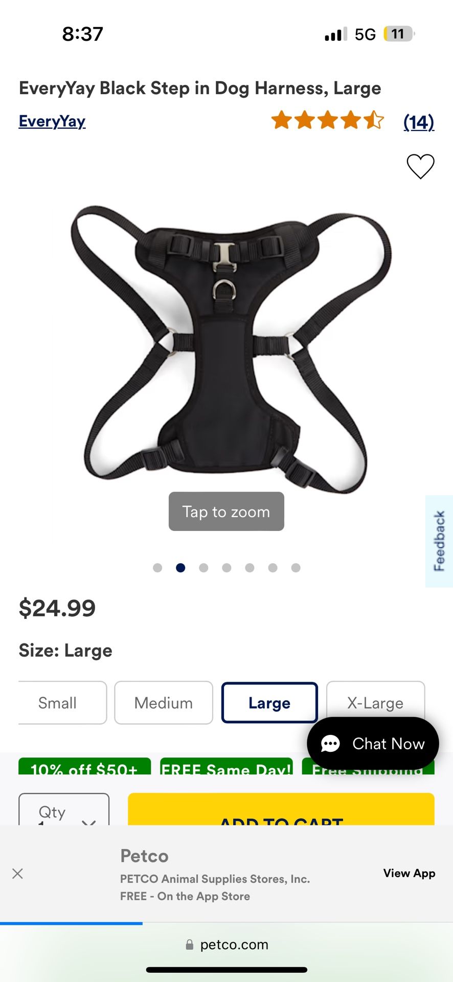 EveryYay Black Step in Dog Harness, Large