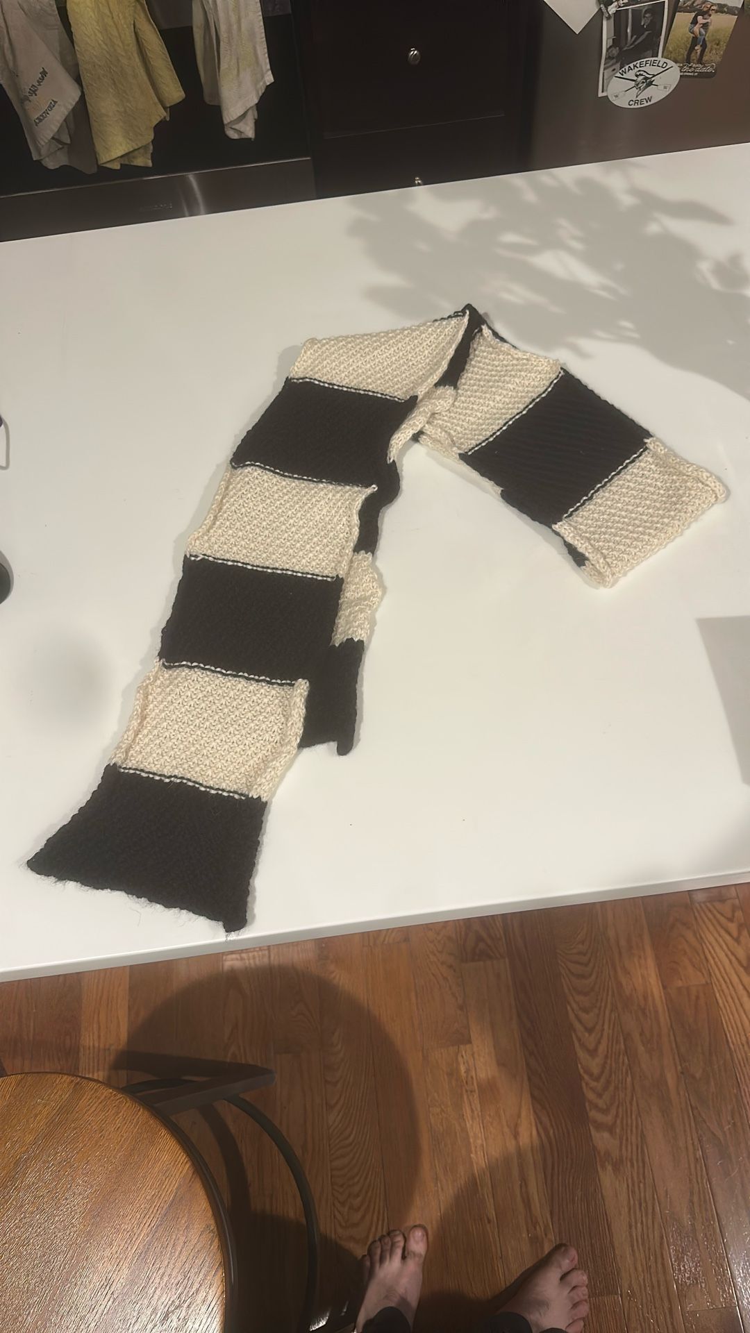 Black And White Hand knit Scarf