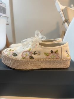 TOM’s Floral Embroidered Platform Espadrille Sneakers