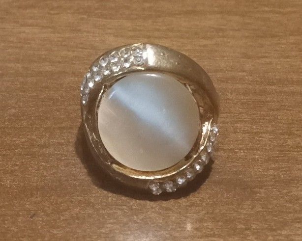 New 18KT Rose Gold CZ Moonstone Ring 