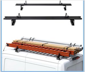 MELIPRON Aluminum Van Roof Rack Fit for Ford Transit, Ram Promaster, Nissan NV, No Drill Ladder Rack for Cargo Van, Black, Aerodynamic Quiet T-Slot 2 