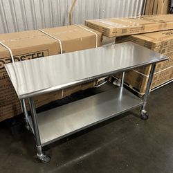 New Stainless Steel Prep Tables NSF 