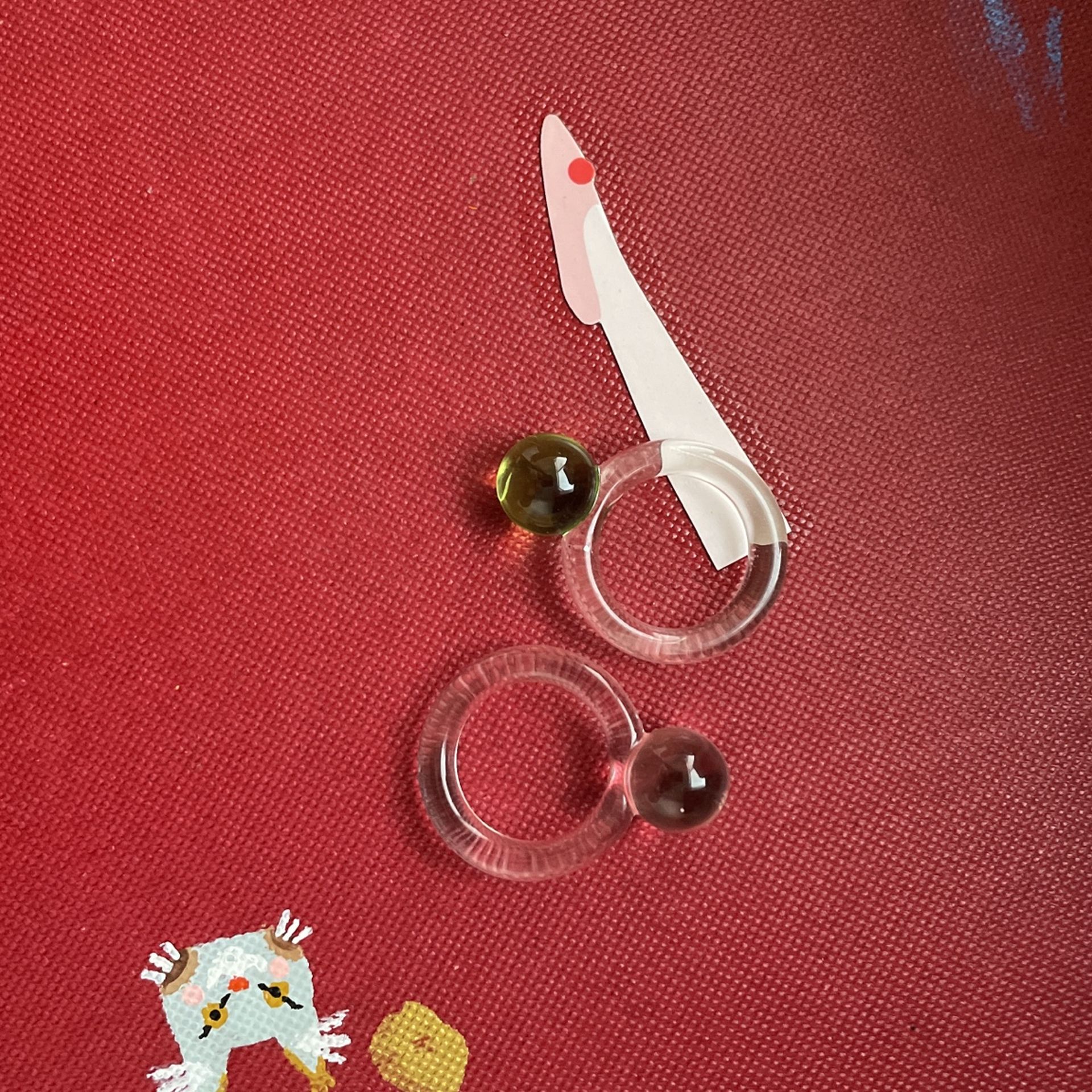 Resin Rings, Clear Rings, Rings, Pink Ring, Green Ring