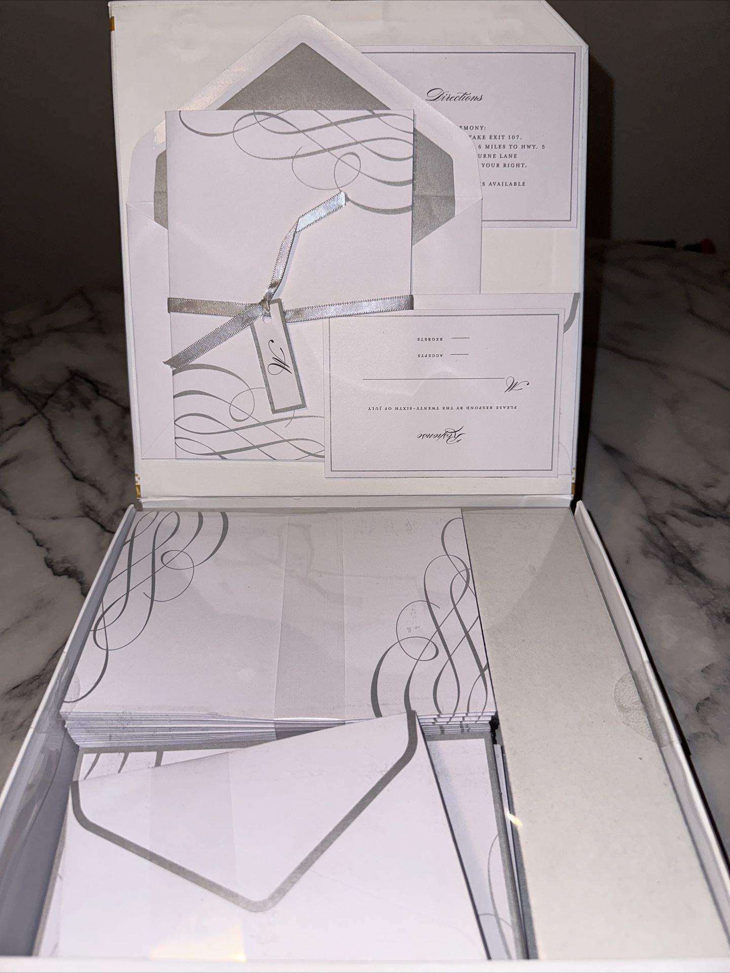 NIB Customizable Wedding Invitation & RSVP & Direction & Envelopes 30 Sets 150pc