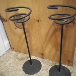 pair of Black matte metal sprial candle holders suitable for larger pillar candles