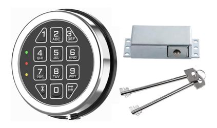 Gun Safe Lock Replacement Solenoid Lock with 2 Override Keys Chrome Digital Keypad DIY Safe Electronic, Reset Cable, Circuit Board Lock