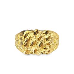 10k Yellow Gold Nugget Signet Ring 