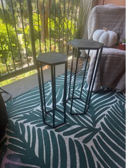 2 Black Metal Plant Stands