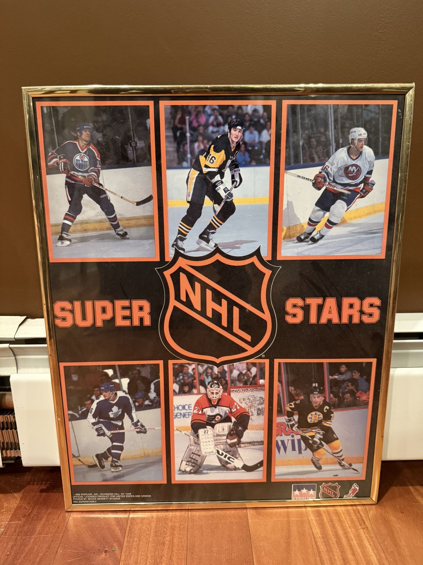 Original Vintage Poster NHL Superstar Collage 1980s Hockey framed