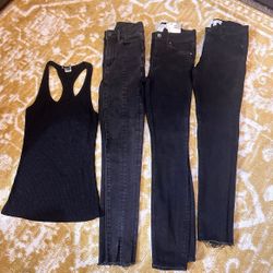 Lot of 4 woman's black skinny jeans and tank top