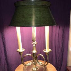 Frederick Cooper Bouilotte Triple French Horn Lamp 25” Emerald Green Shade