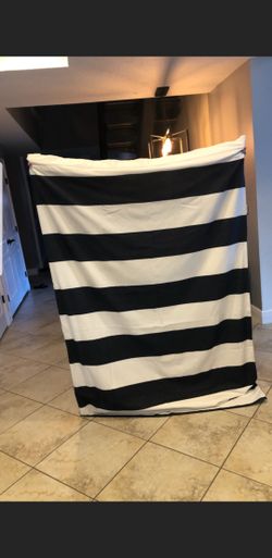 Navy and White Curtains - 3 Panels