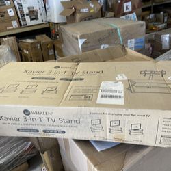 Whalen Xavier 3-in-1 TV Stand for TVs up to 70", with 3 Display Options for Flat Screens, Black with Silver Accents