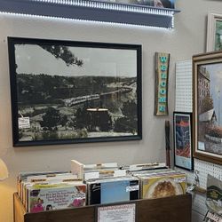 Art Train Railway Framed  Vintage 