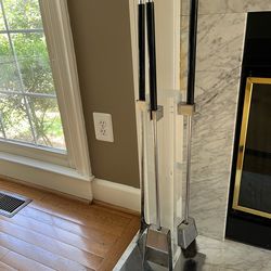 Lucite and metal fireplace tools