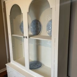 Vintage China Cabinet, White Chalk Paint