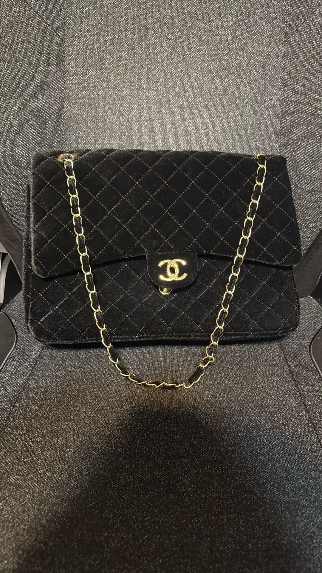 Chanel Classic Flap Bag – Black Quilted Velvet – Gold Hardware