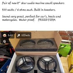 New Skar Audio 8" Marine Voice Speakers