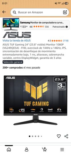 Monitor tuf gaming Asus 24" 144hz
