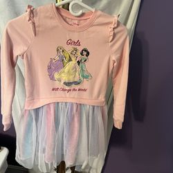 Girls Disney Princess “Girls Will Change The World” Sweater Dress Pink Size 7