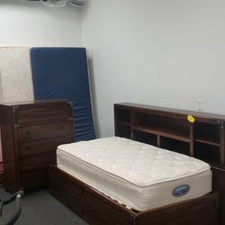 Captian Bed With Dresser And Matress 