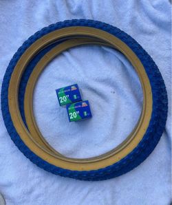 Duro 20" BMX Tires Blue Gumwall with Tubes