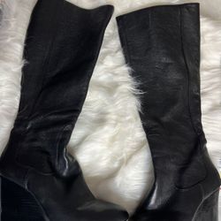 Size 9 Nine West Heartset Black Calf High Boots