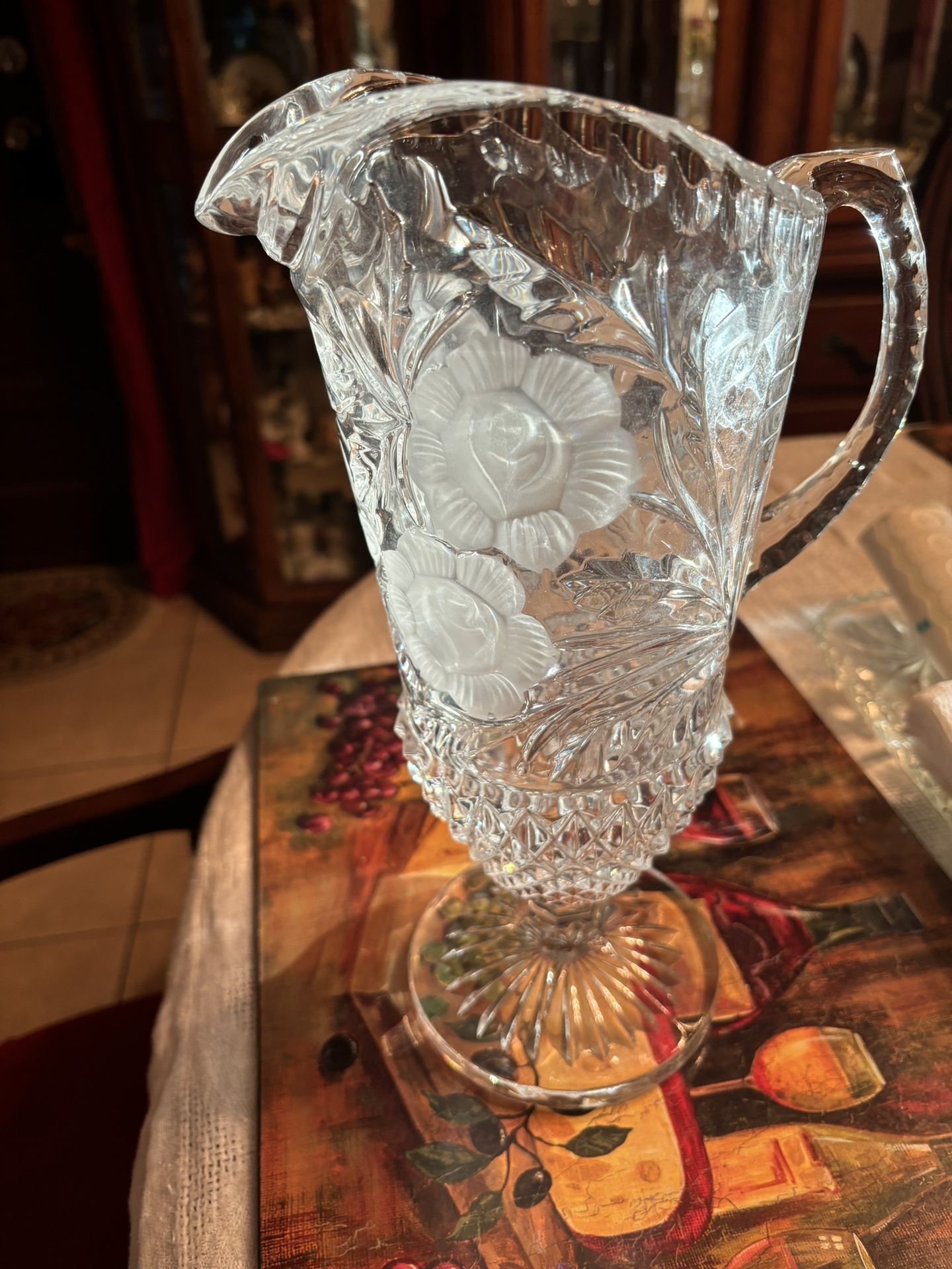 Beautiful Vintage Frozen Crystal Pitcher