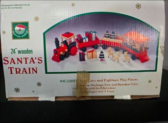 VTG Kurt S. Adler Santa's World 24" Wooden Train Set Item C417 COMPLETE w/Box