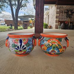 Talavera Earing Clay Pots, Planters,Plants, Pottery $50 cada uno.