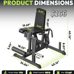 😀 Leg Extension and Curl Machine, Adjustable Leg Exercise Machine, 800 lb Seated Leg Press Extension and Lying Hamstring Curl Machine for Home Gym, L