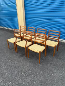 Mid Century Modern Danish Solid Dining Chairs By Niels Otto Moller Model 85 and 68