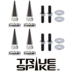 4 TRUE SPIKE SPIKED LICENSE PLATE FRAME BEAUTY WASHERS BOLTS HARDWARE KIT IN CHROME