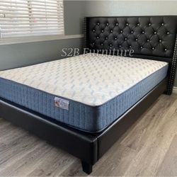 Queen Expresso Crystal Button Bed With Ortho Mattress Included!!