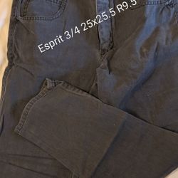 Esprit Chinos Jrs 3/4 25x25.5 Rise 9.5 Charcoal Gray, 100% Cotton, 5 Pocket, Belt Loops. East Or Wes