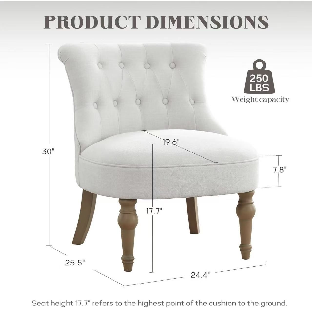 🥨Living Room Chairs Armless Accent Chair Comfy Tufted Bedroom Chair Upholstered Chair with Wooden Legs