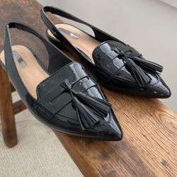 Tahari Sling Back Black Flats 6.5 