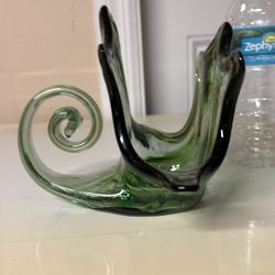 Heavy blown glass napkin holder, most unique