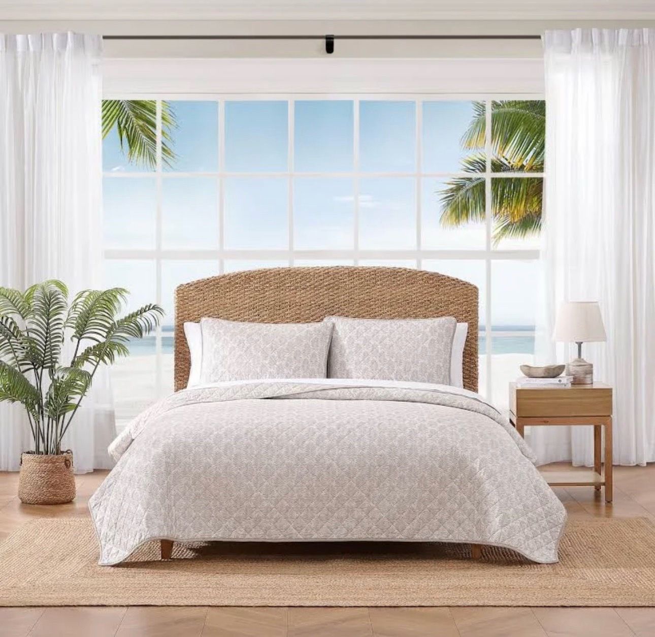 Tommy Bahama King Fronds Quilt Light Blue Fern / Palm