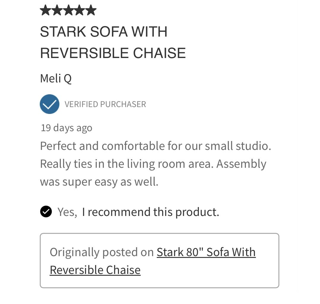 Stark sofa with reversible chaise deals
