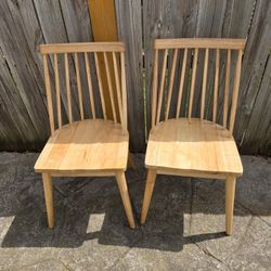 4 Natural Wood Dining Chairs