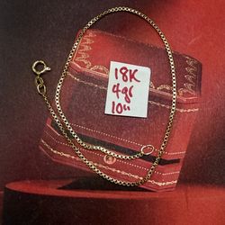 18K Solid Gold Ankle Bracelet For Wedding 4Gr 10 Inches Long 